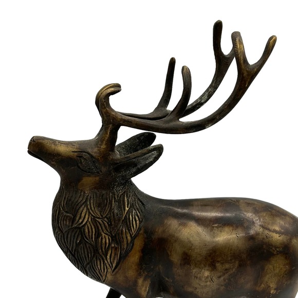 Bronze metal elk stag statue Buck tabletop. Reindeer. Mantle centerpiece - Picture 2 of 8